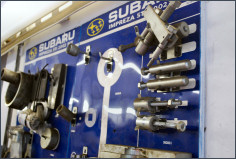 Our wall of Subaru main dealer specialist tools